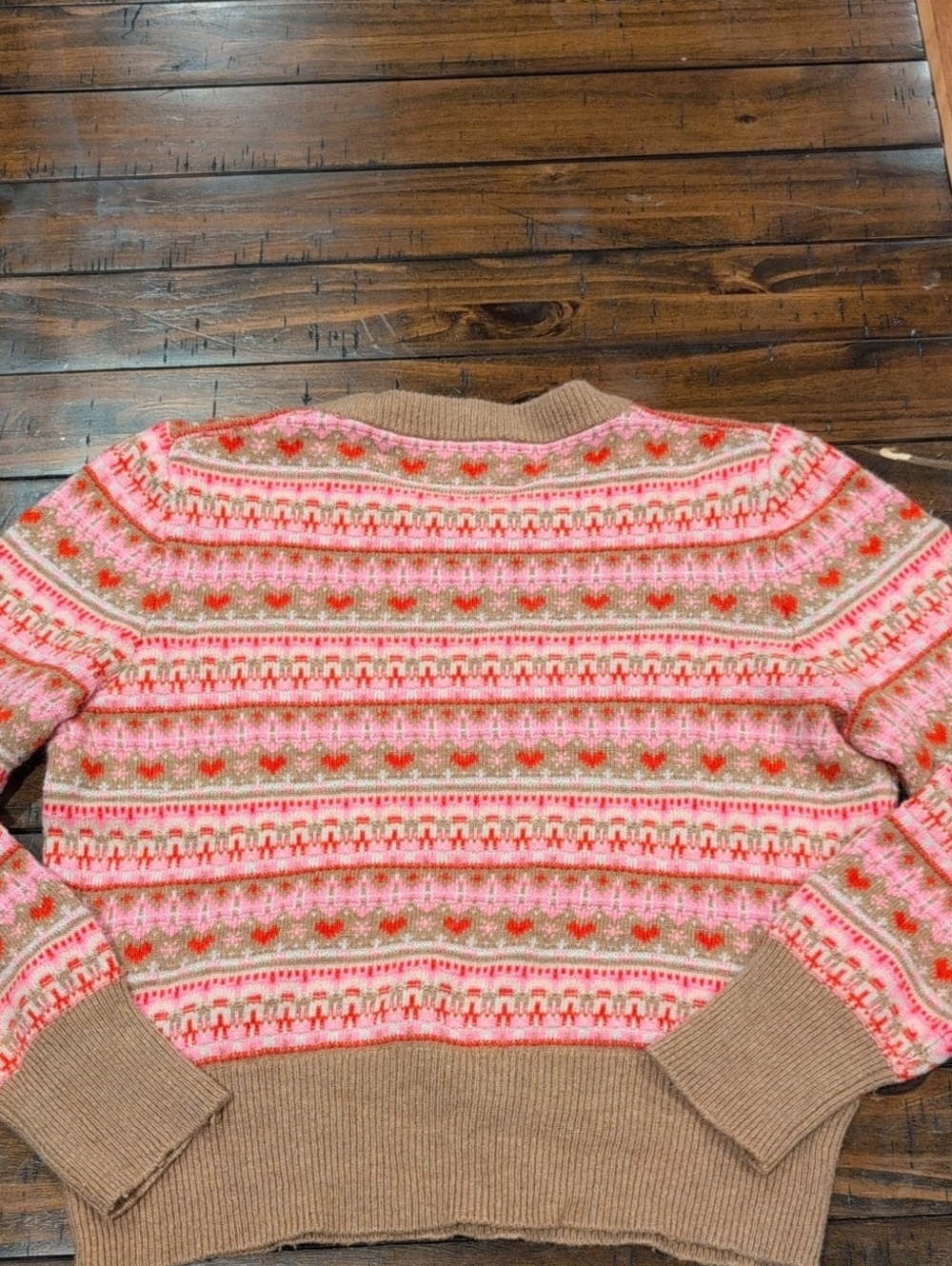 J. Crew Shrunken Fair Isle Heart Sweater Wool Blend - Picture 3 of 7